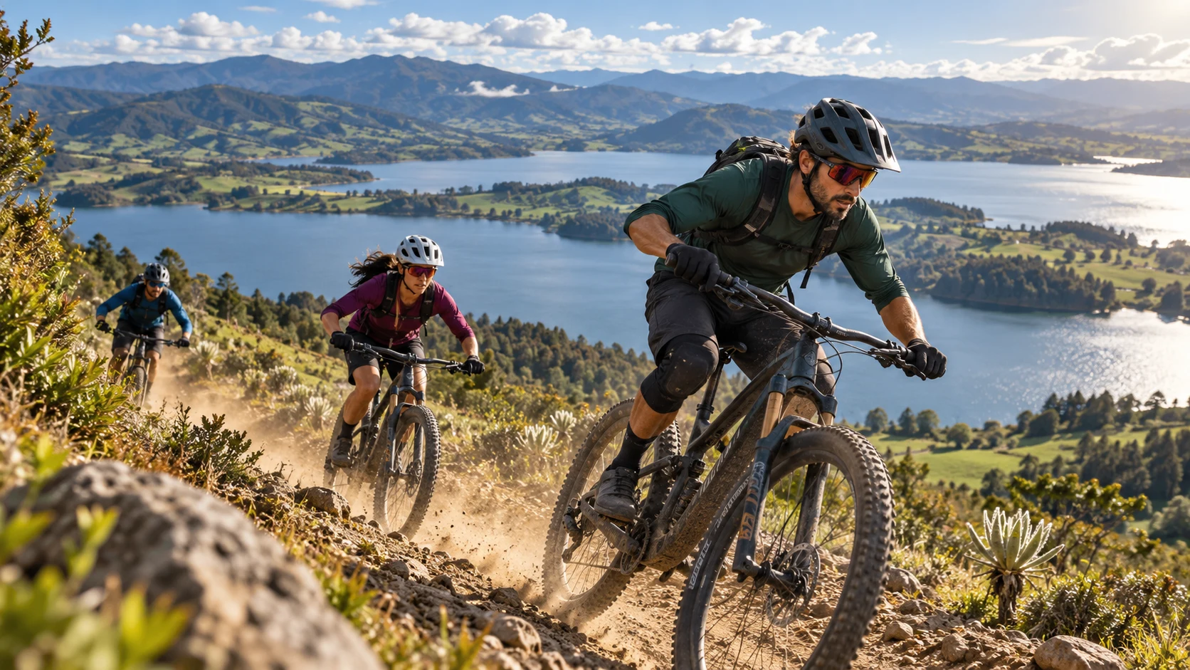 Ciclista de montaña en un sendero